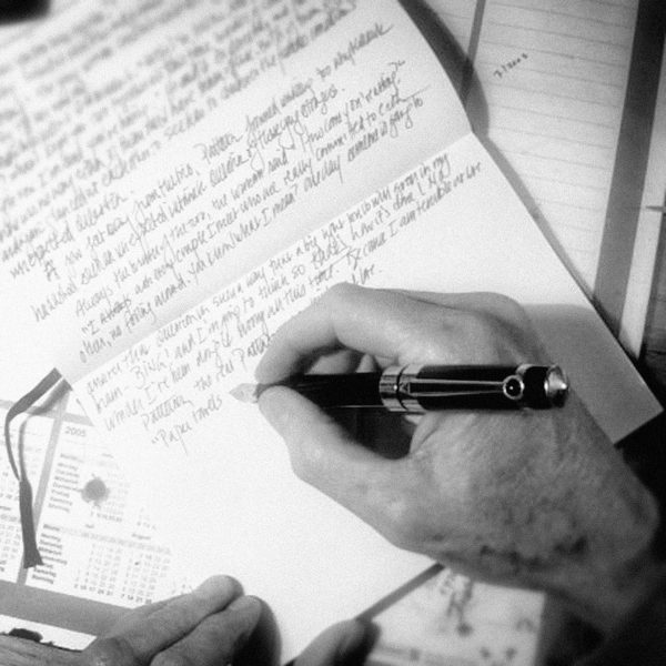 Jonathan Carroll writing with Schofield Pen