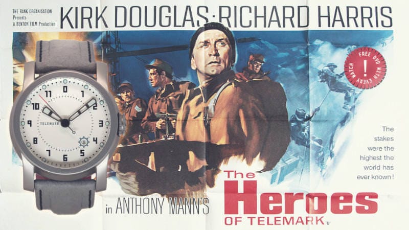 A Heroes of Telemark poster featuring the Schofield Telemark watch