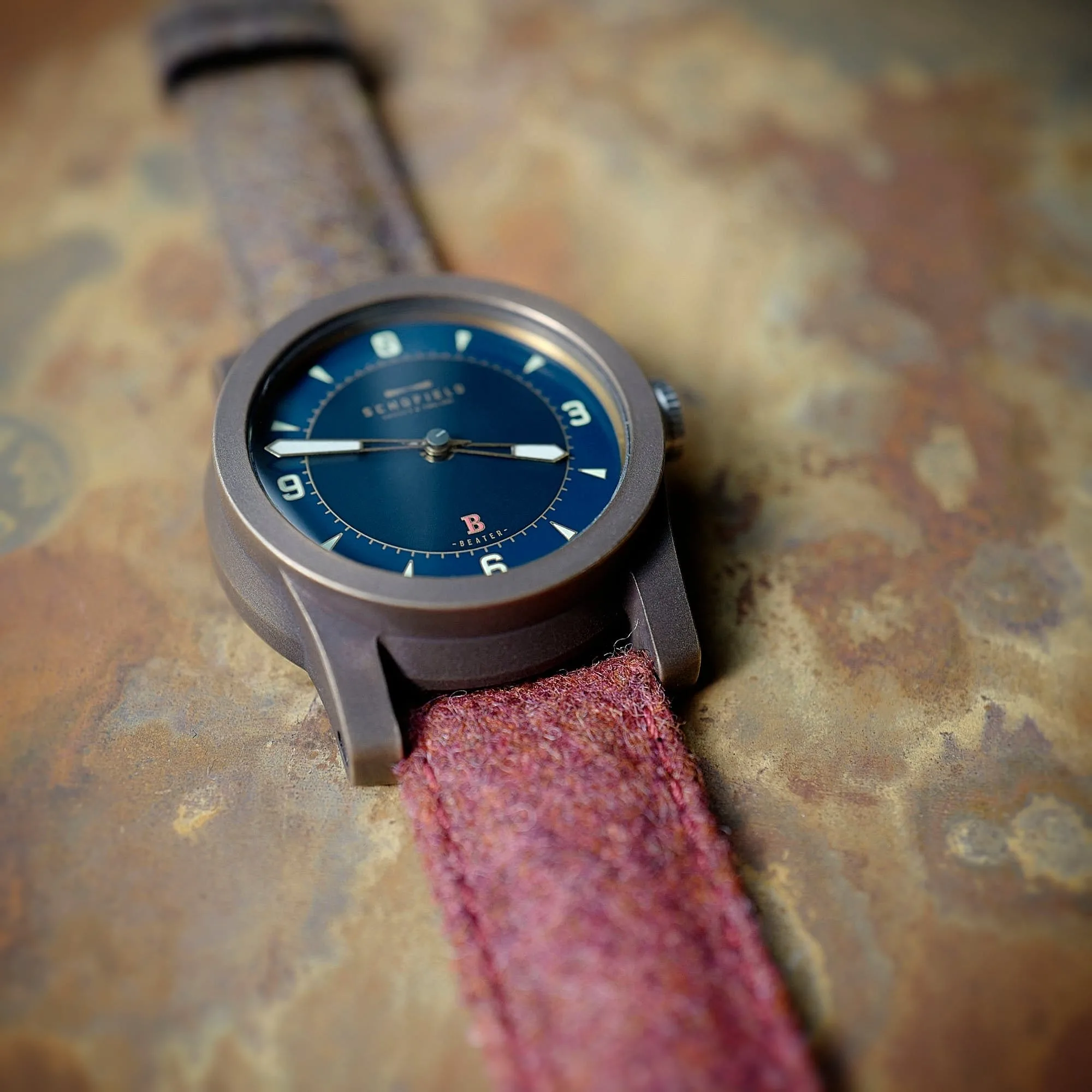 Patinated Bronze Beater with Mixed Strap