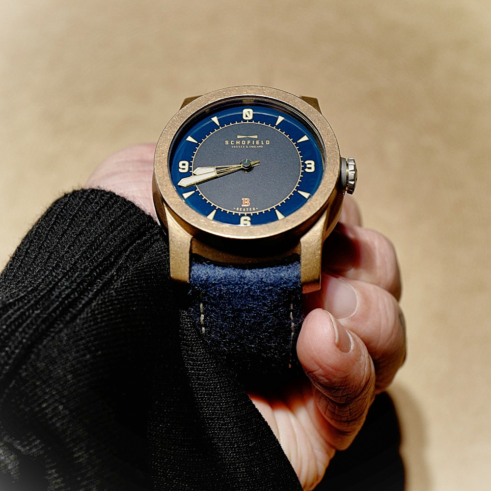 Bronze watch blue dial sale