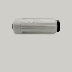 The sleek silver cylindrical device, named "Ultra Violet Torch," resembles a modern flashlight with its textured grip lines and a distinctive black button. Its design suggests an ultra-functional purpose and is elegantly presented against a plain white background.