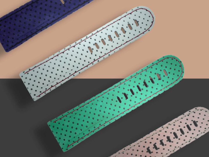 Six Pips No. 433 Purple ‘N Pink perforated watch straps ▶◀