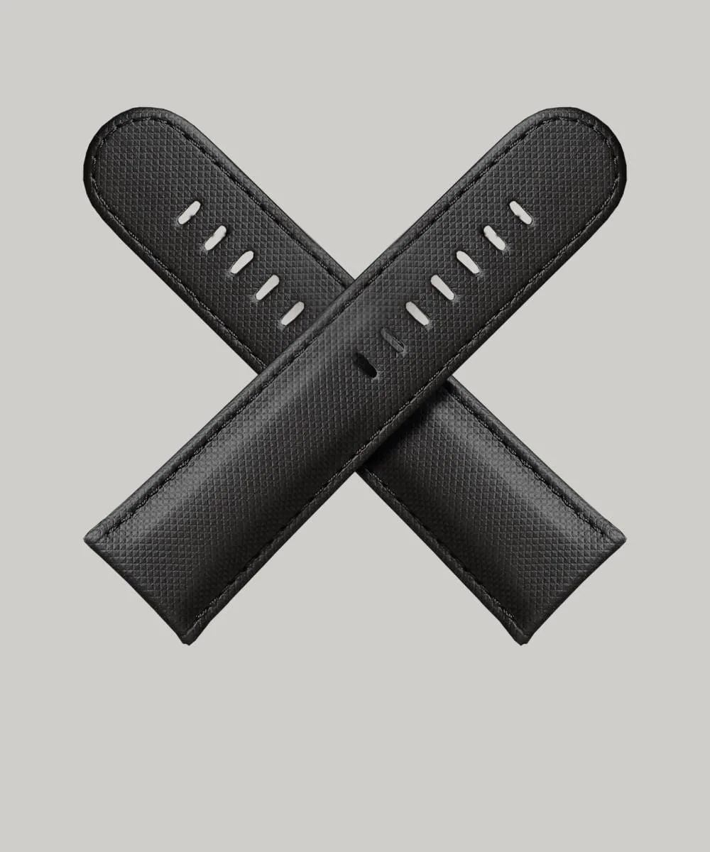 Quadrant leather on a light grey background. These fine leather watch straps have a subtle texture and are water resistant.