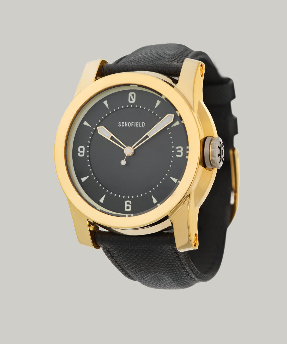 Black leather and gold watch best sale