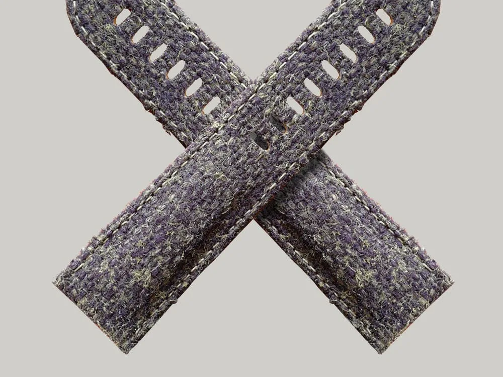 Schofield Hemp and wool strap A watch strap made with a help wool mix in brown and purple - like heather.