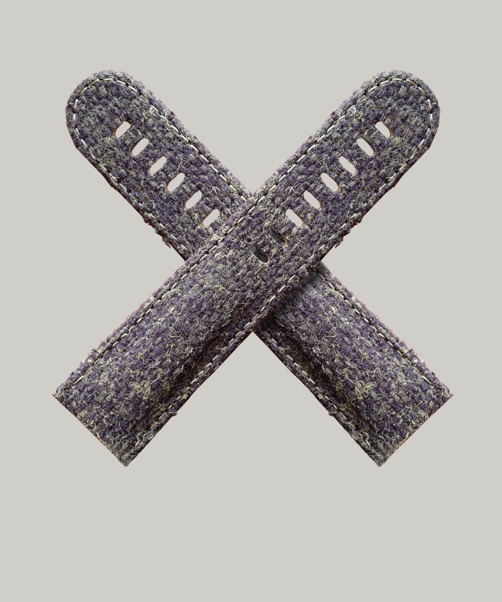 Schofield Hemp and wool strap A watch strap made with a help wool mix in brown and purple - like heather.
