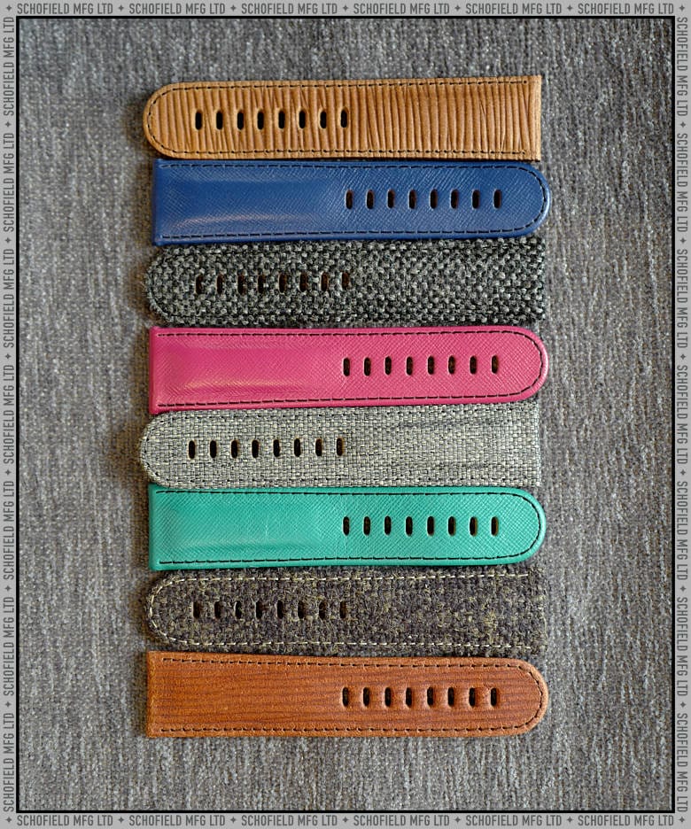 Schofield cool watch straps laid out in a line