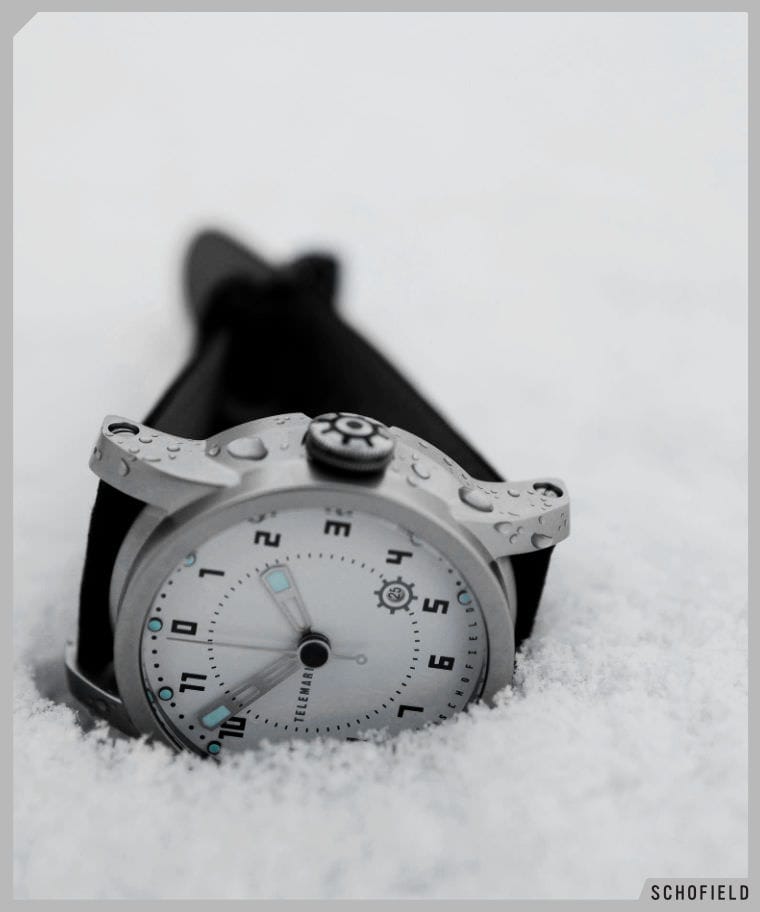The white dialled Telemark watch by Schofield