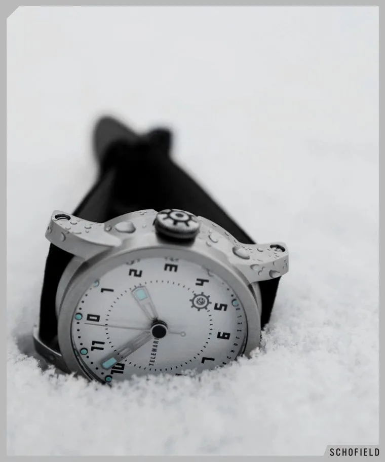 The white dialled Telemark watch by Schofield