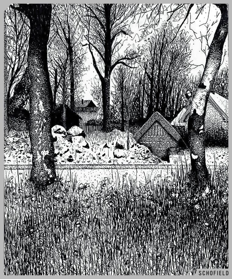 black and white illustration by Cherry Ellis