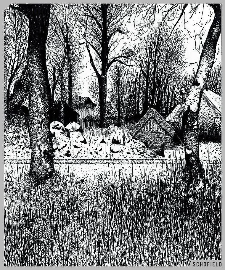 black and white illustration by Cherry Ellis
