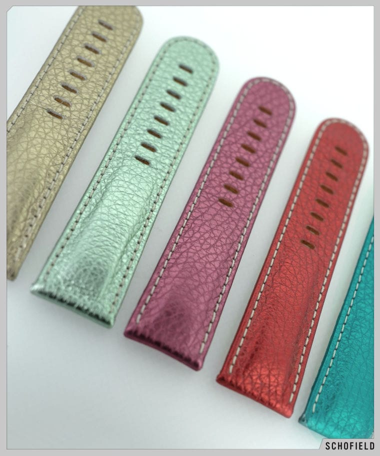 Brightly coloured luxury watch straps leather.