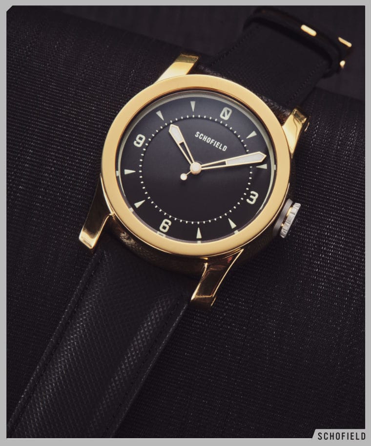 Schofield Gold watch with black dial
