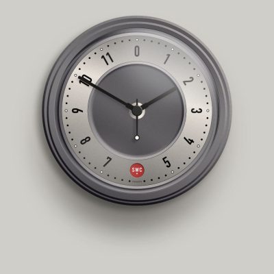Small wall clock with silver dial
