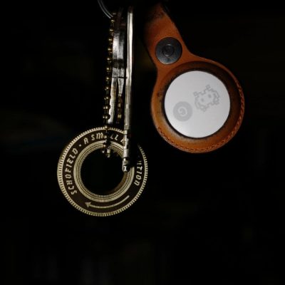 An old racing tyre brass keyring