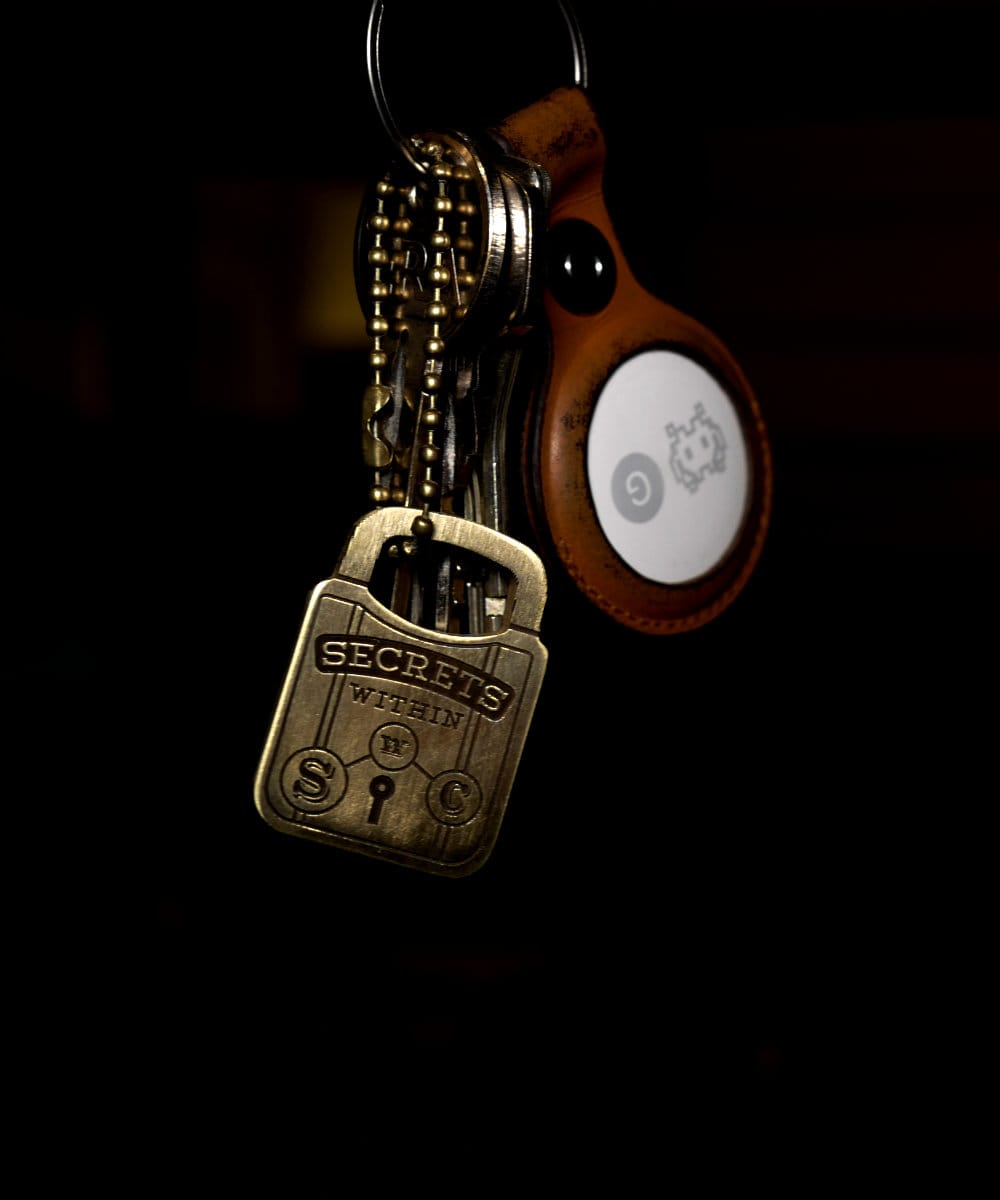 Brass padlock keyring by Schofield