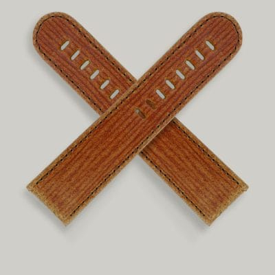 Schofield leather watch straps. Deeply grained and embossed bark texture. Brown textured strap