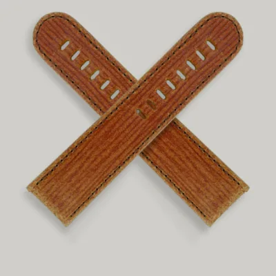 Brown textured strap Schofield leather watch straps. Deeply grained and embossed bark texture. Brown textured strap