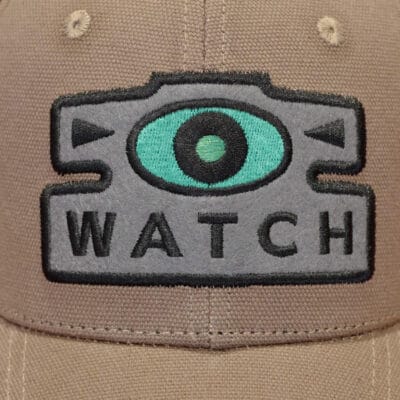 Watch cap patch Brown watch cap patch close-up showing the third eye