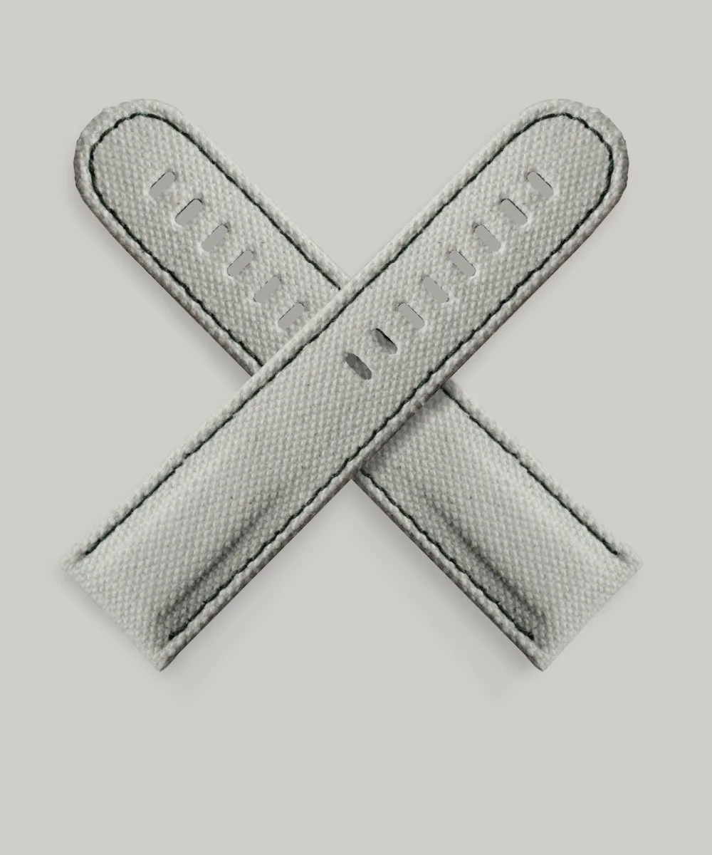 White canvas watch strap Scruff canvas watch strap in off-white with a black stitch