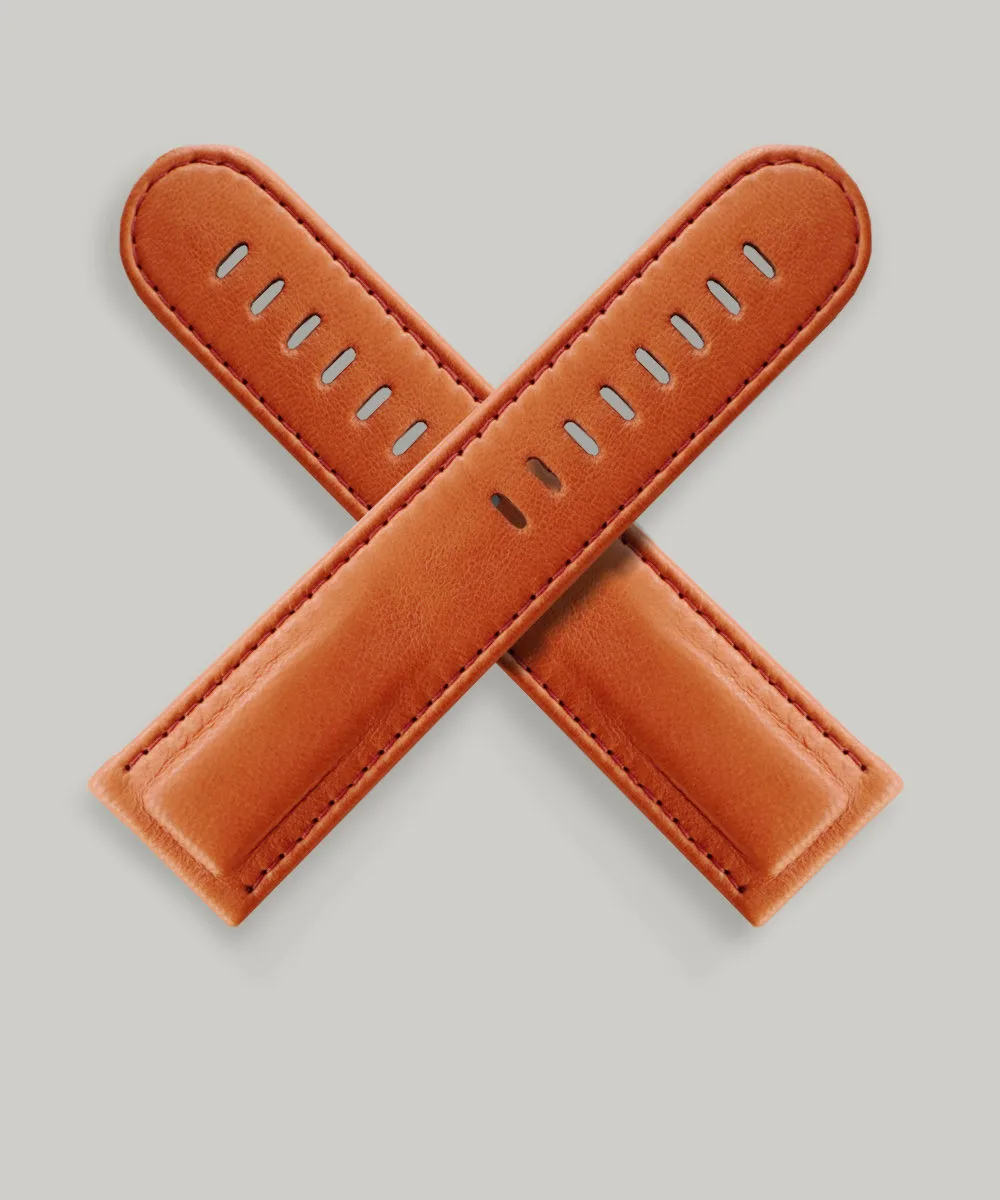 Luxury orange wax strap Tomato leather watch strap.